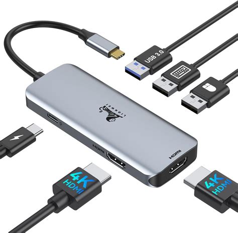 Usb C Hub Dual Hdmi Usb C To Dual Monitors Adapter To Dual K Hdmi