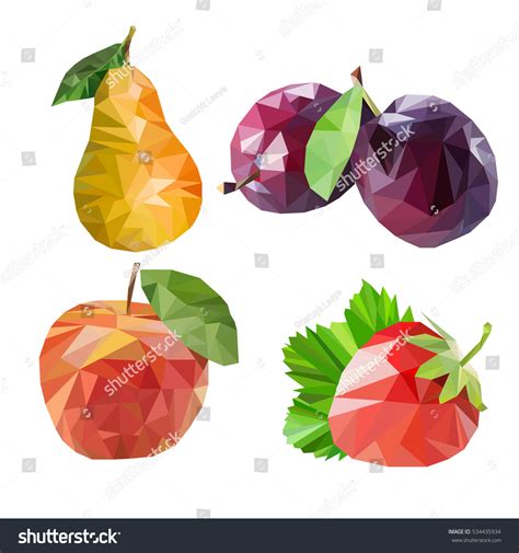 Polygonal Fruit Vector Illustration Triangle Fruit Stock Vector 534435934 Shutterstock