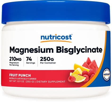 Nutricost Magnesium Bisglycinate Powder (Fruit Punch, 250 Grams ...