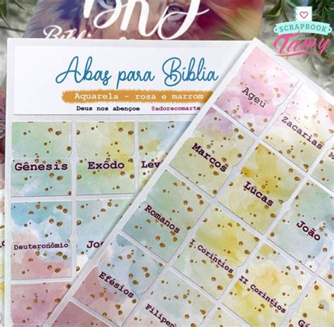 Abas Personalizadas Para Bíblia Aquarela Rosa E Marrom MercadoLivre