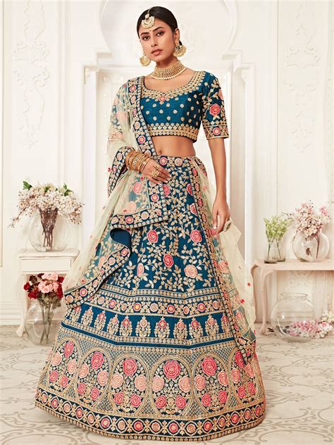 Buy Fabpixel Embroidered Sequinned Semi Stitched Silk Lehenga Choli