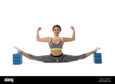Pretty Slim Brunette Exercising In Studio Stock Photo Alamy