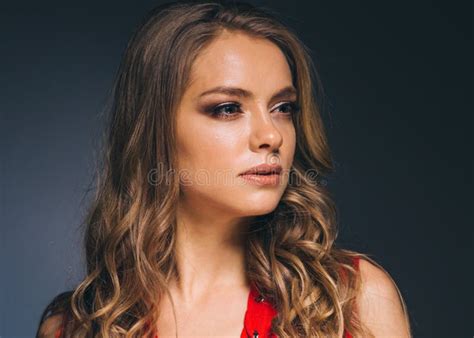 Woman In Red Dress With Long Blonde Hair Stock Image Image Of Motion Love 134300927