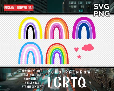 Boho Rainbow Lgbtq Pride Svg Png Be Proud Pride Rainbow Pride Lesbian Sunset Non Binary