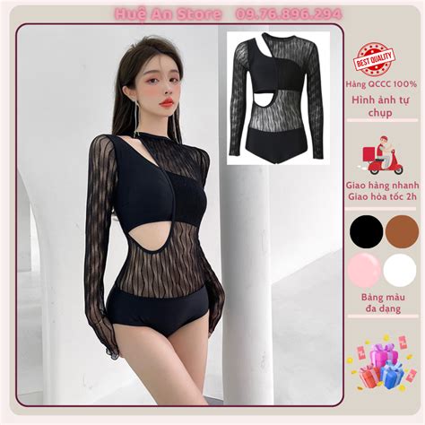 HA BIKINI LIỀN MẢNH CAO CẤP SANG CHẢNH Bộ đồ bơi bikini liền mảnh dài tay gợi cảm KÈM MÚT