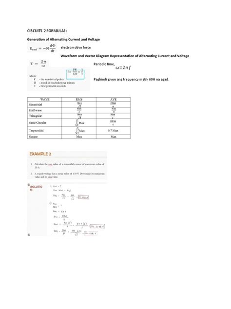 Circuits 2 Formulas | PDF