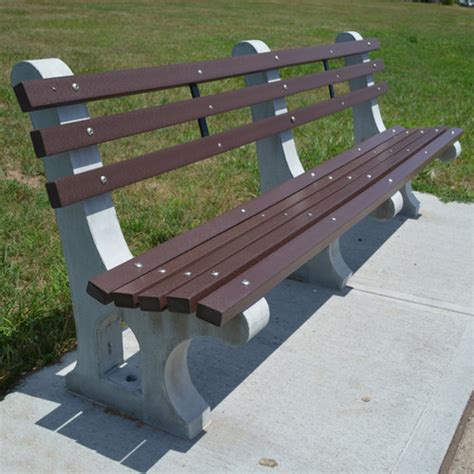 Concrete and Wood Surface Mounted Park Bench - Kenneth Lynch and Sons