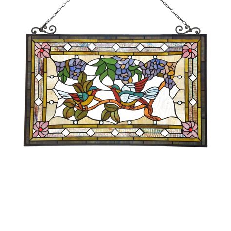 Gracewood Hollow Lamko Floral Stained Glass Window Panel Suncatcher Overstock