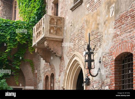 Romeo Und Julia Balkon Verona Italien Horizontal Stockfoto Bild