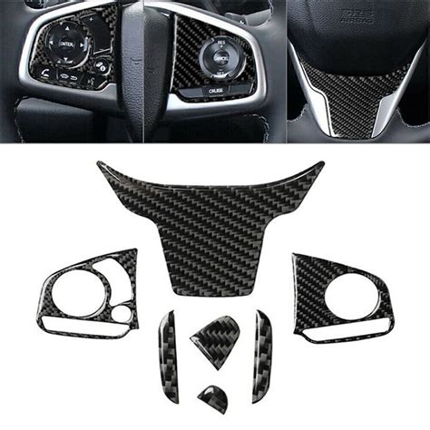 4Pcs Carbon Fiber Inner Steering Wheel Sticker Trim For Honda Civic