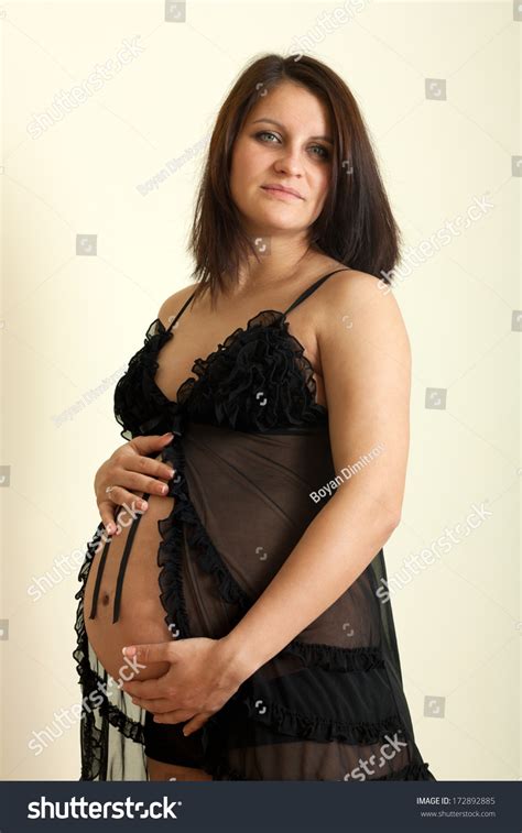 Beautiful Sexy Pregnant Brunette Woman Black Stock Photo 172892885 Shutterstock
