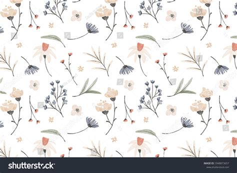 Floral Print On White Background Fabric Stock Illustration 1948873657 ...