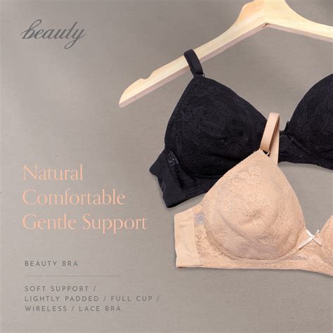Beauty Lingerie K77553 Soft Support Lightly Padded Full Cup Wireless Lace Bra Comfortable