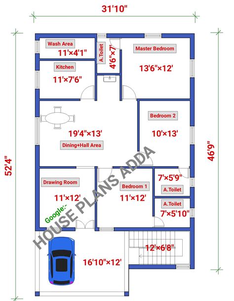 North Facing House Plan Bhk With Parking Elevated House