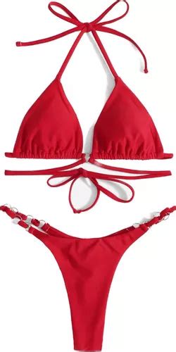 Bikini Colaless Rojo Tanga Traje De Ba O Piezas Malla Cuotas Sin Inter S