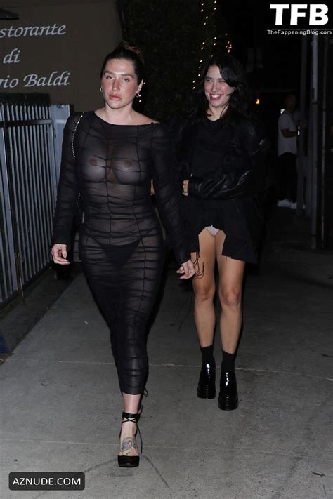 Kesha Sexy Seen Flashing Her Nude Boobs And Ass Wearing A See Through Dress At Giorgio Baldi In