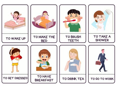 daily routine flashcards preschool materials english learning