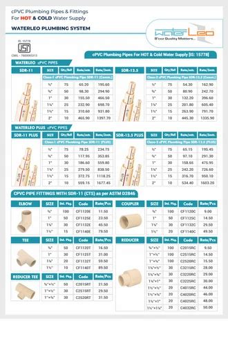 Waterleo Cpvc Pipes And Fittings Hot Water Supply Elbow Pipe Diameter Inch At Rs Piece