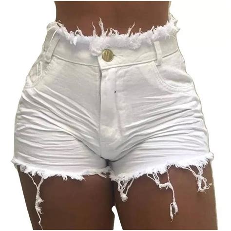 Short Jeans Luxo Feminino Cintura Alta Detonado Hot Pants Destroyed Shopee Brasil