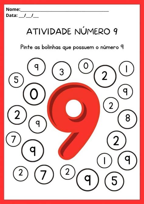 Atividades Com O Numero 9 - Atividades Número 9