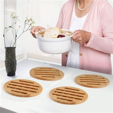 Bamboo Trivet Set Of Trivets For Hot Pans Dishes Non Slip Heat Resistant Insul Ebay