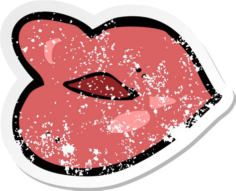 Retro Distressed Sticker Of A Cartoon Lips Drawing 46998991 Png
