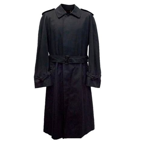 Burberry Vintage Navy Blue Mens Long Trench Coat For Sale At 1stdibs