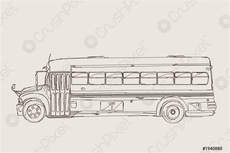 Vintage School Bus Sketch Stock Vector 1940880 Crushpixel