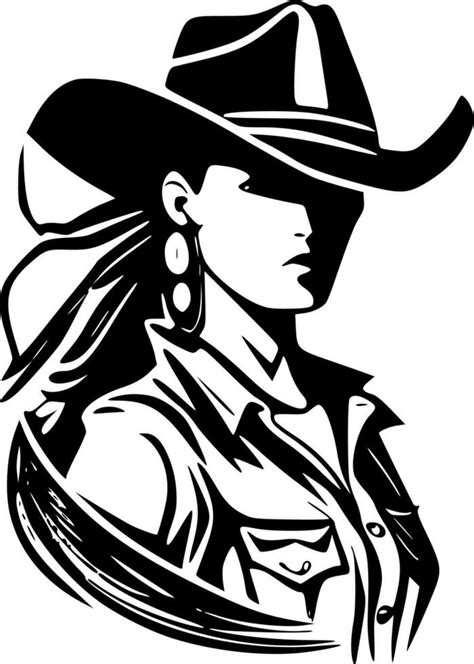 Cowgirl Black And White Isolated Icon Vector Illustration 23536752