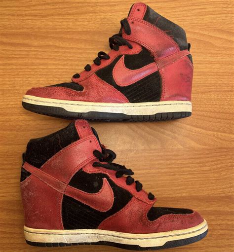 Nike Dunk Sky Hi Hidden Wedge Bred Black Red Womens Gem