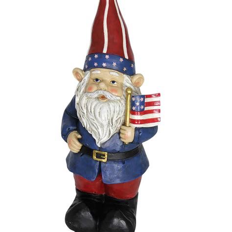 Exhart Patriotic Usa Gnome Statue Sculptures Patio Garden Garage