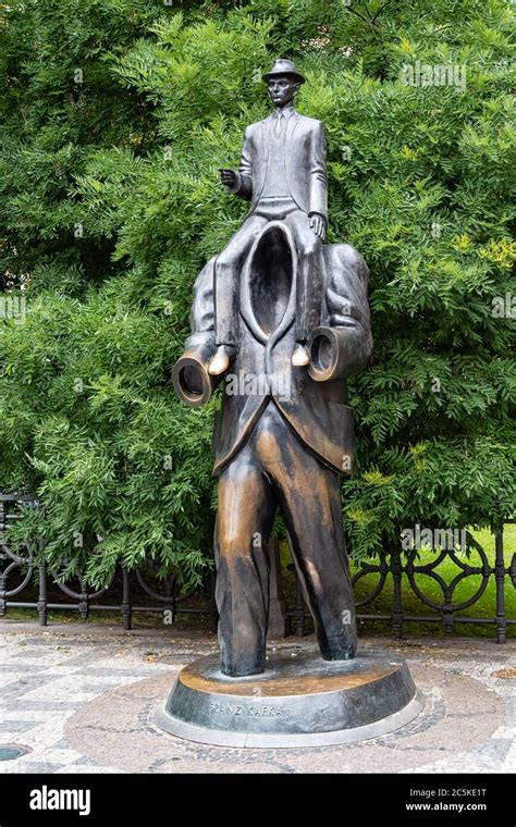 PRAGUE CZECH REPUBLIC JULY 19 2019 Statue Of Franz Kafka By