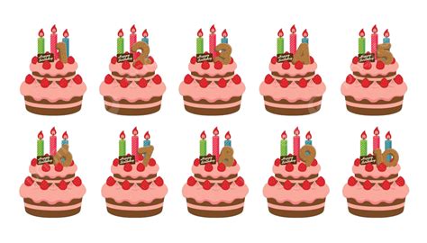 Birthday Cake Illustration Set Anniversary Flat Birthday Vector Anniversary Flat Birthday Png