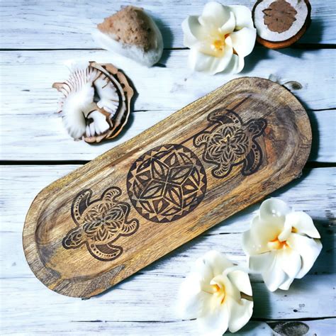 Sea Turtle Tray Polynesian Design 16 Oval Serving Etsy