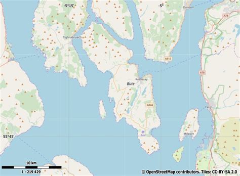 plattegrond isle  bute eilanden firth  clyde kaart