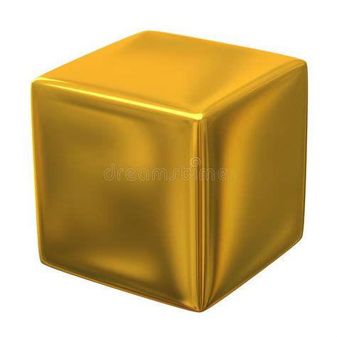 Gold Cube 3D Stock Illustration for Geometry Study