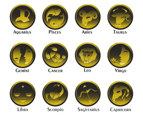 Conjunto De Doce Signos Del Zodiaco Sobre El Fondo De Los C Rculos