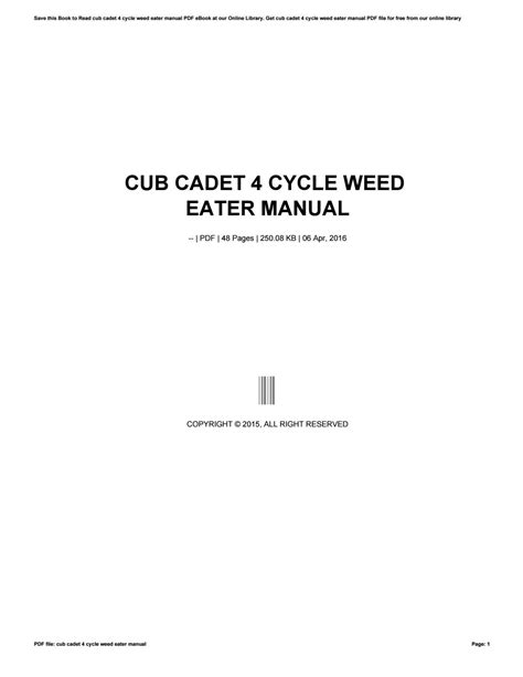 Cub cadet 4 cycle weed eater manual by szerz75 - Issuu