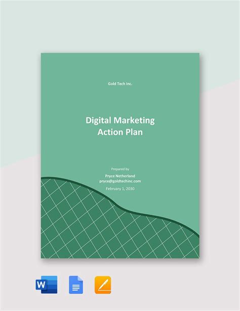 Digital Marketing Action Plan Template in PDF, Word, Pages, Google Docs ...