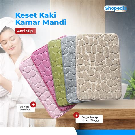 jual keset kaki kamar mandi anti slip motif batu bahan menyerap air