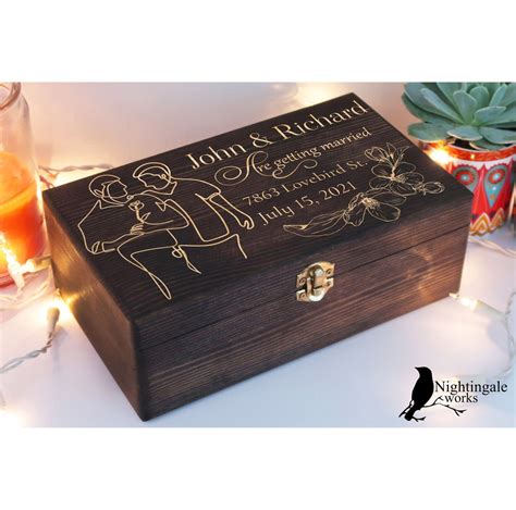 Personalized Engraved LGBTQ Wedding Box Gay Man Wedding Gift LGBT Gift For Him Pride