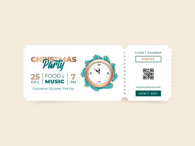 Christmas party ticket by Tatiana on Dribbble