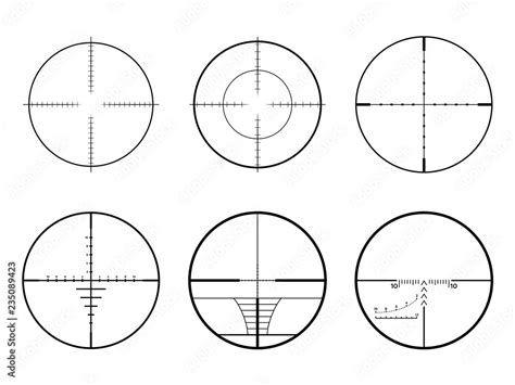 Set of AR crosshair scopes. Military sniper rifle target crosshairs ...