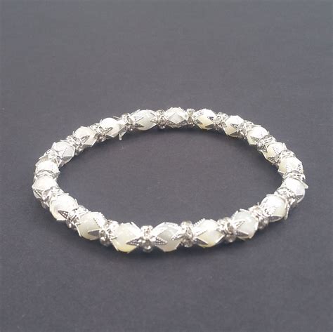 Mother of Pearl bracelet White bracelet Wedding bracelet | Etsy