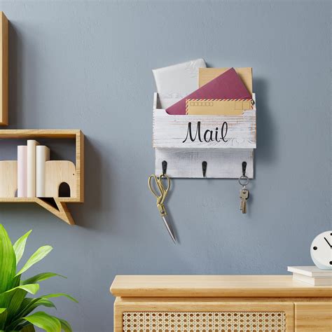 Gracie Oaks Wall Mounted Mail Organizer Sorter 3 Hooks Wayfair
