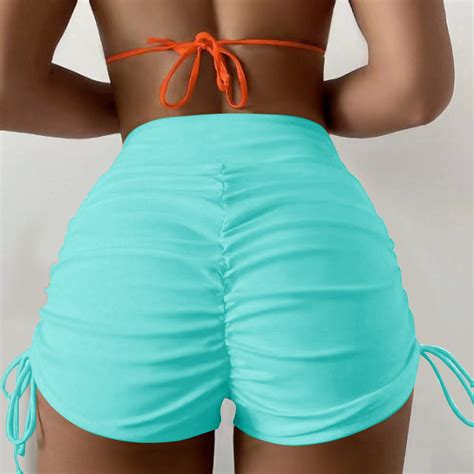 BAODANN Women Plus Size Solid Print Hight Waist Brazilian Bikini Bottom Swimwear Briefs