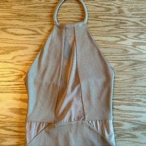 Nbd Dresses Nwt Nbd Revolve Windsor Robe Courte En Mesh Halter Nude Beige Mini Dress Xs