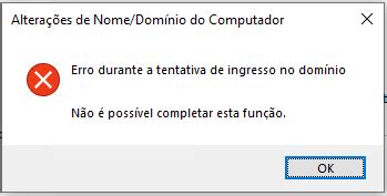 Mensaem De Erro De Dominio - Erro ao ingressar em domínio - Microsoft Q&A