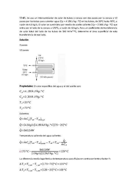 Ejercicios De Transferencia De Calor Se Usa Un Intercambiador