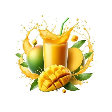 Jugo De Mango Realista Salpicado En Un Vaso Vector Premium Generado